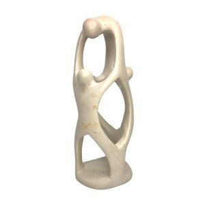 Abstract Hand Carved Kisii Soapstone Sculpture Modern Parent‎ Child 8.5" Kenya